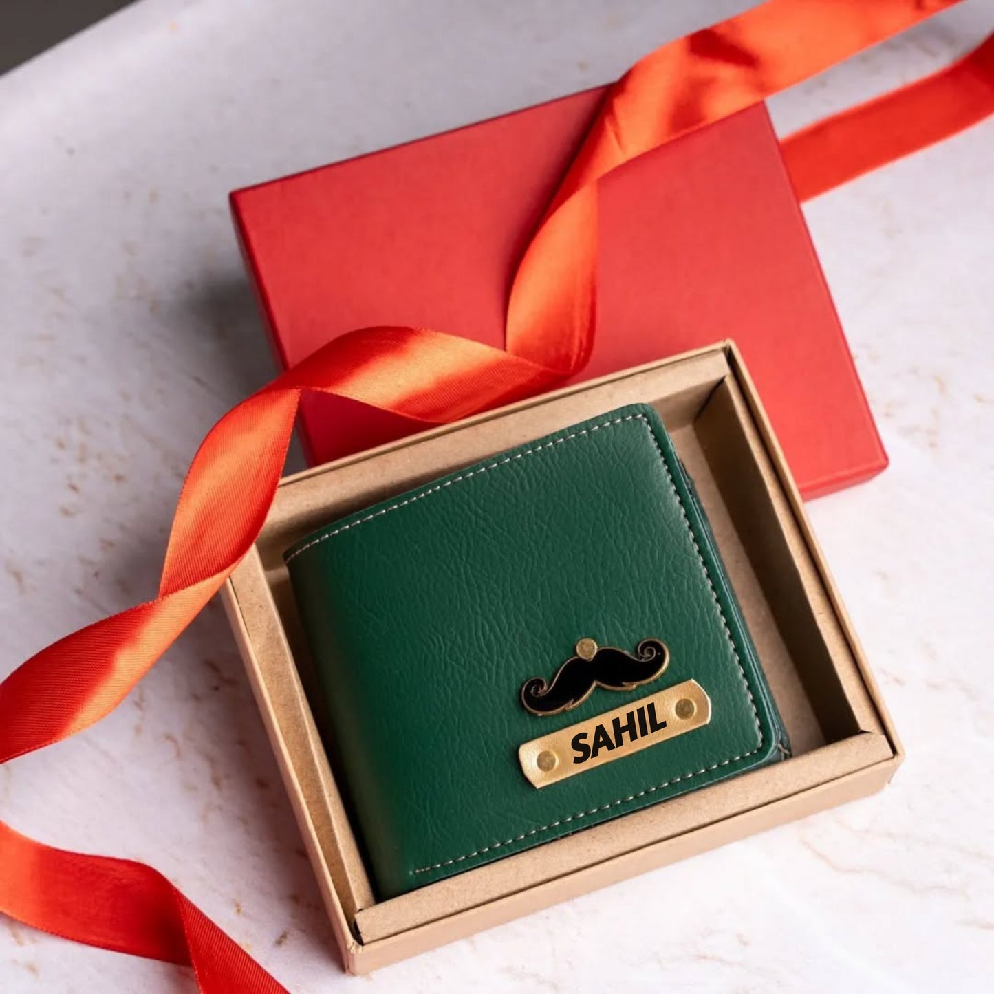 Stario Mark Personalized Blue Leather Wallet, Metal Pen & Keychain Combo | Premium Gift for Husband, Father, Brother, or Friend (Green)