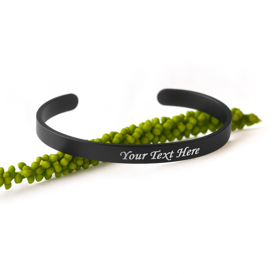 Personalized Black Bracelet – Stylish Engraved Kada for Unisex
