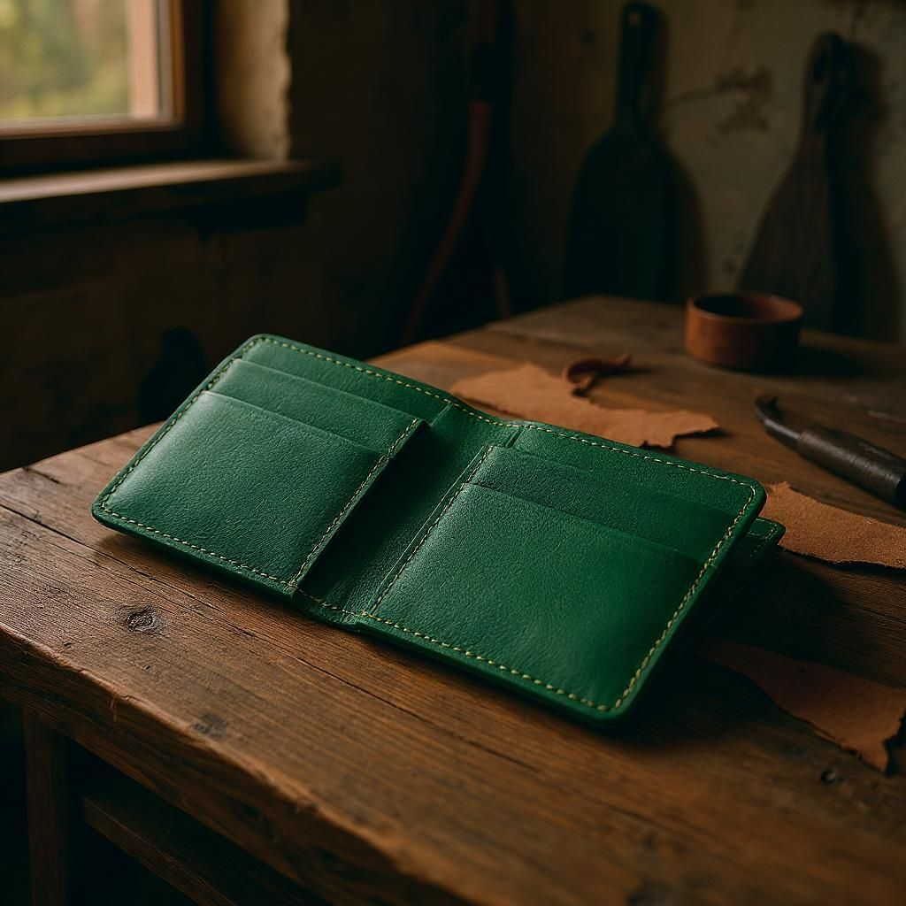 Stario Mark Personalized Blue Leather Wallet, Metal Pen & Keychain Combo | Premium Gift for Husband, Father, Brother, or Friend (Green)