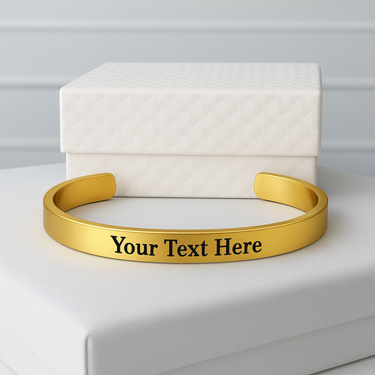 Personalized Golden Bracelet – Stylish Engraved Kada for Unisex