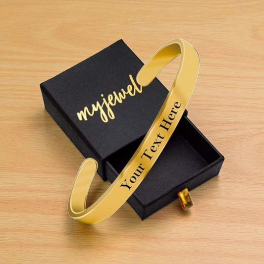 Personalized Golden Bracelet – Stylish Engraved Kada for Unisex