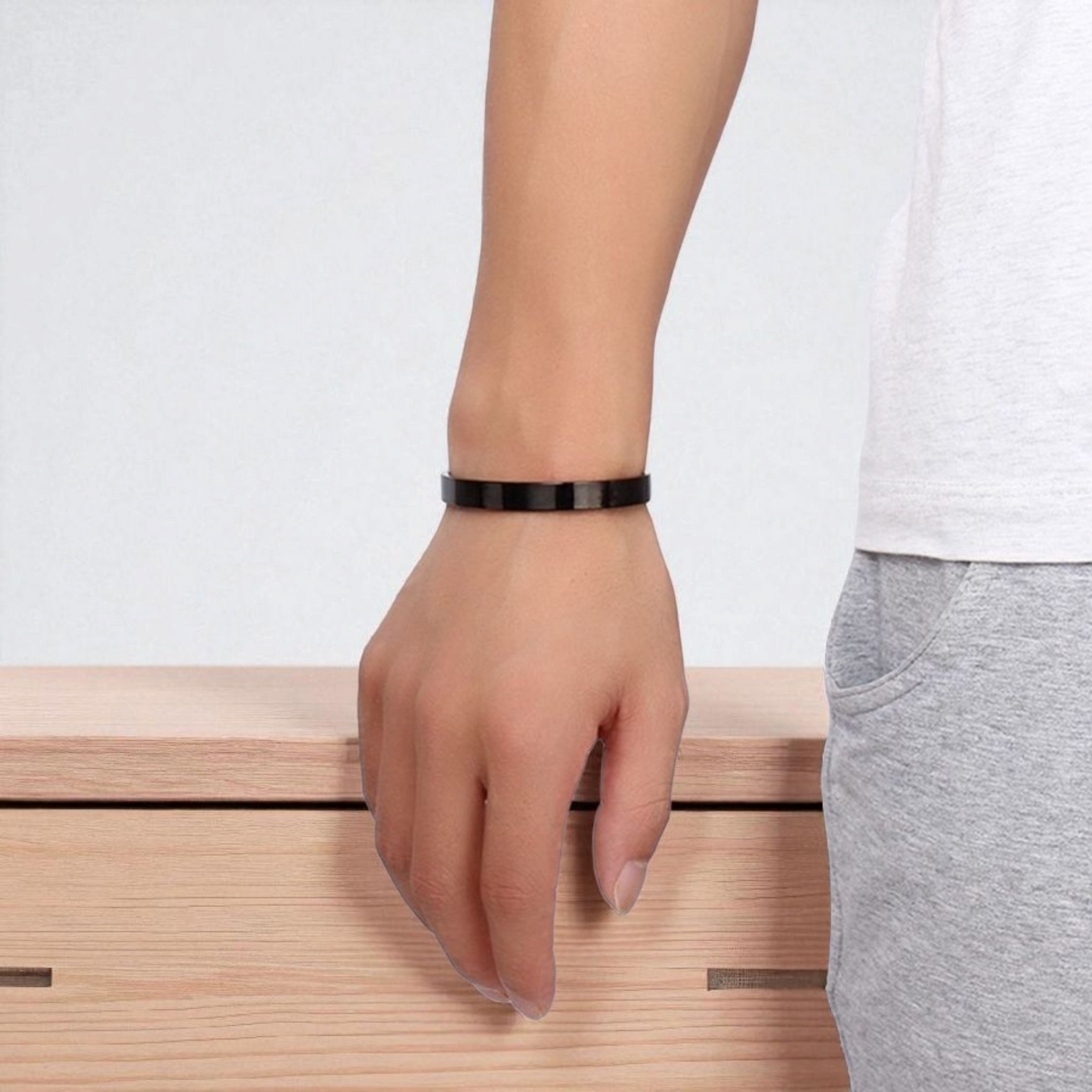 Personalized Black Bracelet – Stylish Engraved Kada for Unisex